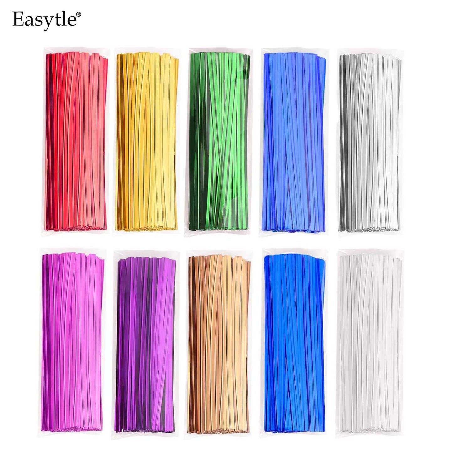 Easytle 1000 Pcs Metallic Twist Ties 10 Colors Twist Tie 4" Bread Ties Twist Ties for Bags Foil Twist Ties Bag Ties Colorful Twist Ties for Party Gift Wrapping Bags Cellophane Treat Bags Bread Candy Bags