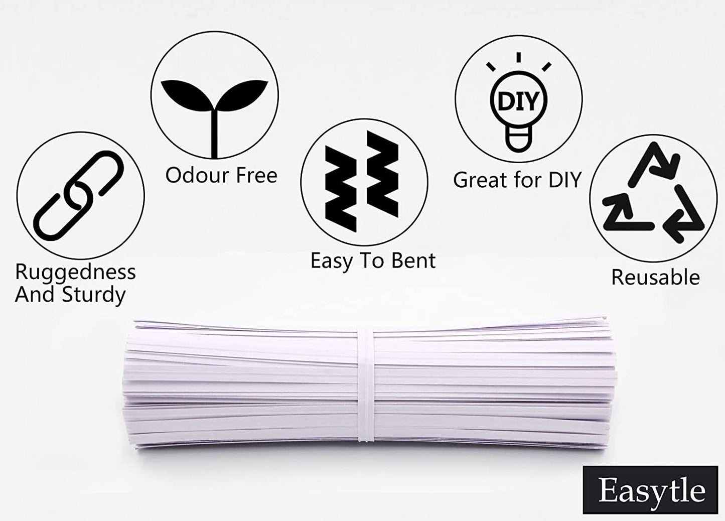 Easytle White Paper Twist Ties 100 Pcs 5" Reusable Bread Ties Twisty-ties White Twist Ties Bag Ties Twist Ties for Bags Bread Wire Ties Reusable Twist Tie for Party Cello Candy Bread Coffee Bags Cake Pops