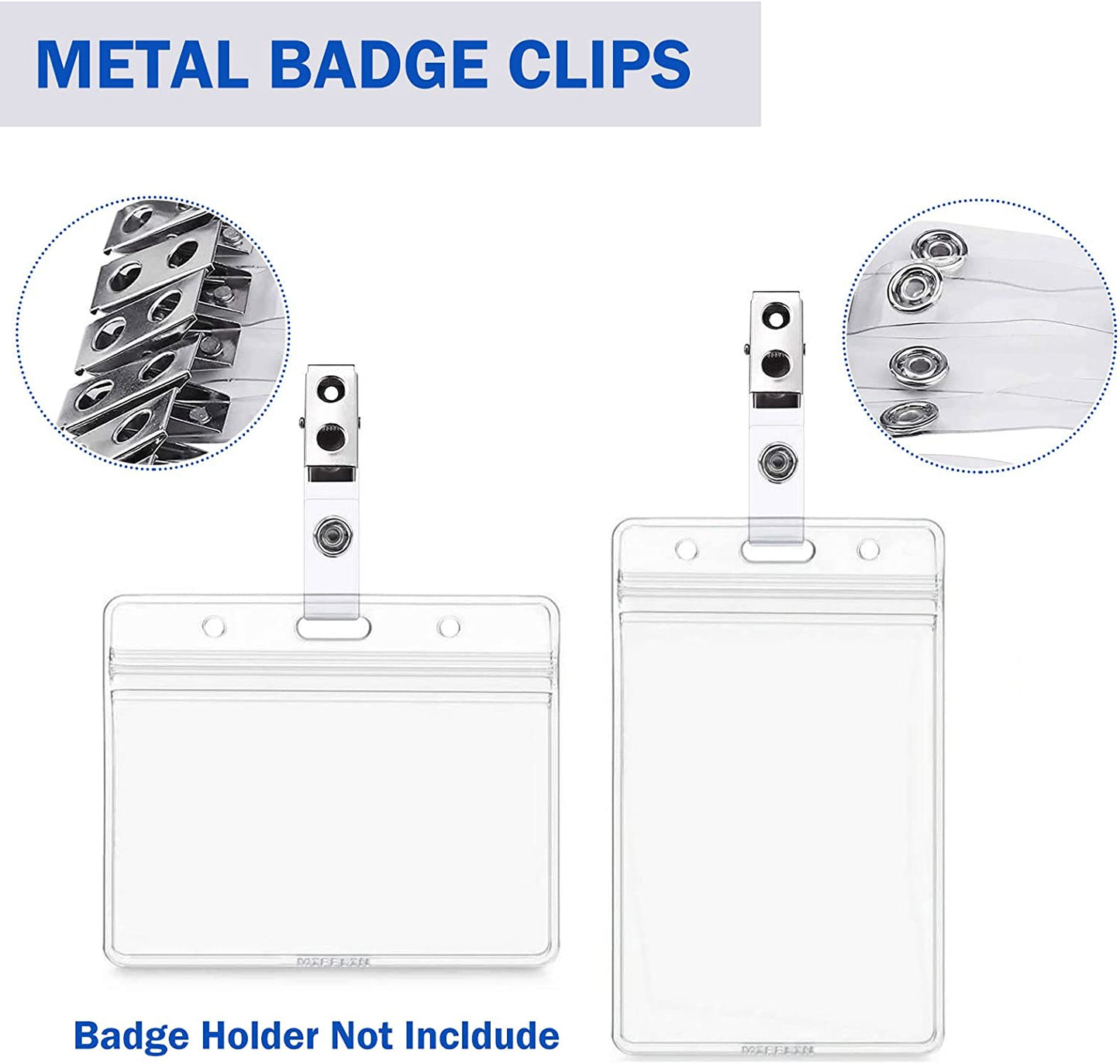 Easytle Metal Badge Clips with Clear PVC Straps ID Strap Clip ID Badge Clip Double Holes Badge Clips ID Clips for Badges Name Tag Clips Metal Clips for ID Cards Badge Holders Work Badges (30 Pcs)
