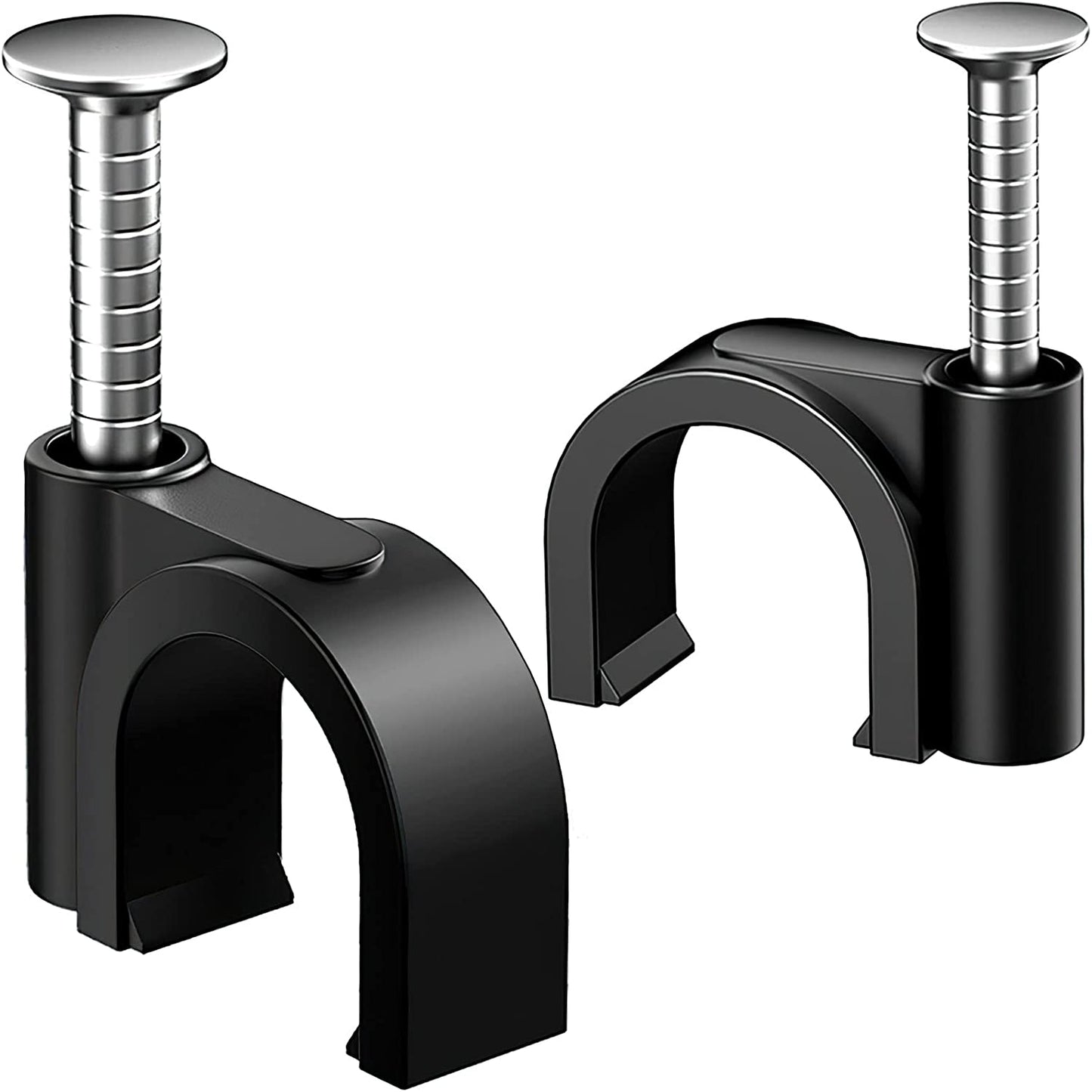 Easytle Cable Clips Nail in Cable Clips 100 Pcs 10mm Cable Wire Clips Cable Tacks Coax Cable Clips Speaker Wire Clips Cable Nails for Cords Ethernet Cable Clips Black RG6 RG59 CAT6 RJ45 Wall Wire Clips