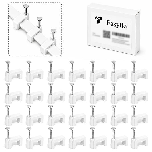 Cable Clips Nail-in Cable Clips 100 Pcs 8mm Flat Ethernet Cable Wall Clips, Coax Cable Clip, Speaker Wire Clips, Cable Nails for Cat5/Cat5e/Cat6/Cat7 RJ45 Cords