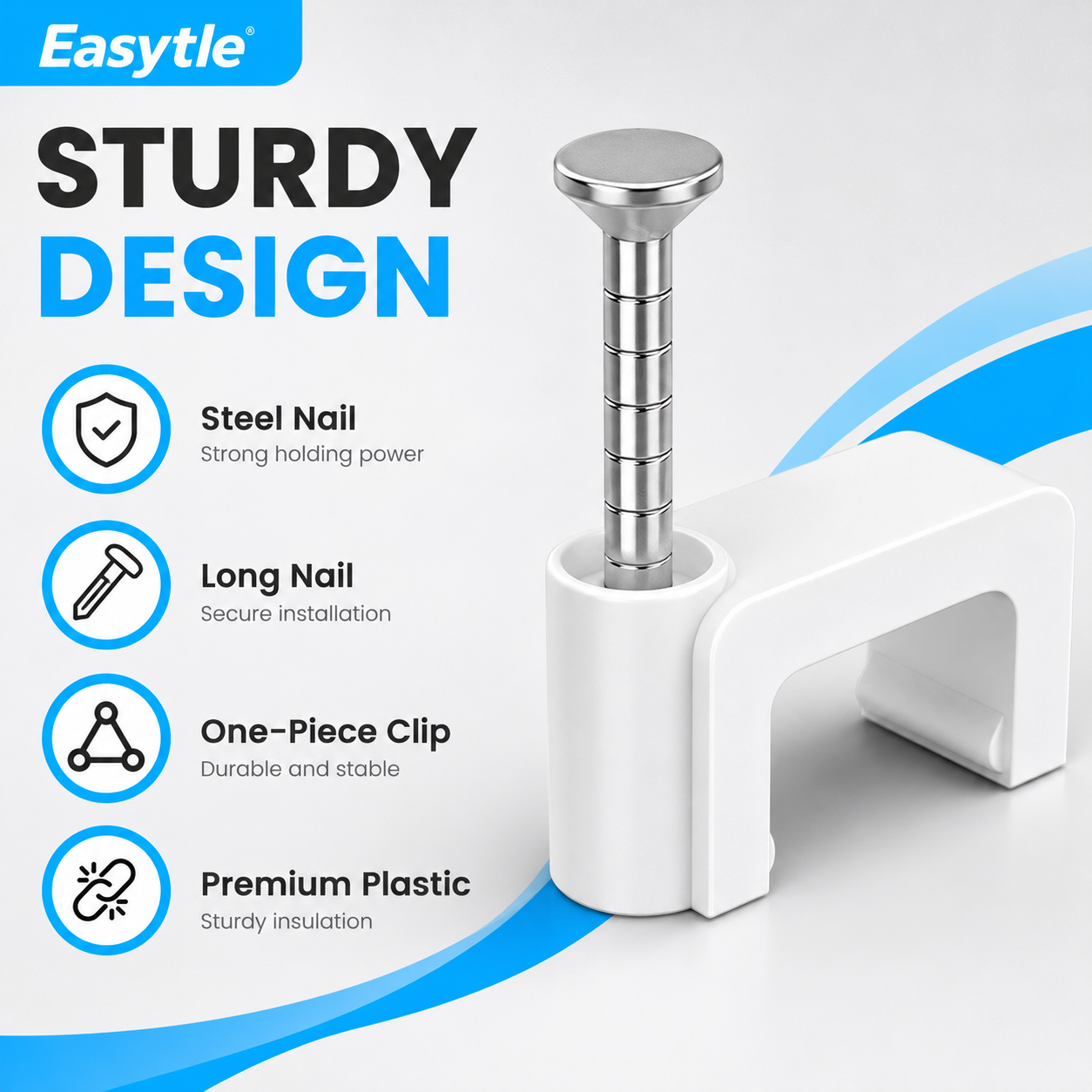 Cable Clips Nail-in Cable Clips 100 Pcs 8mm Flat Ethernet Cable Wall Clips, Coax Cable Clip, Speaker Wire Clips, Cable Nails for Cat5/Cat5e/Cat6/Cat7 RJ45 Cords