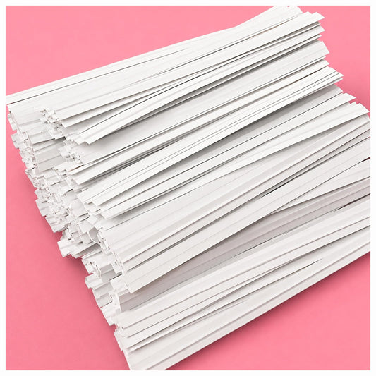 White Paper Twist Ties 100 Pcs 5" Reusable Bread Ties for Bags White Twist Bag Ties Twisty-ties Twist Candy Ties Wire Ties Reusable Twist Tie for Party Cello Candy Bread Coffee Bags Cake Pops