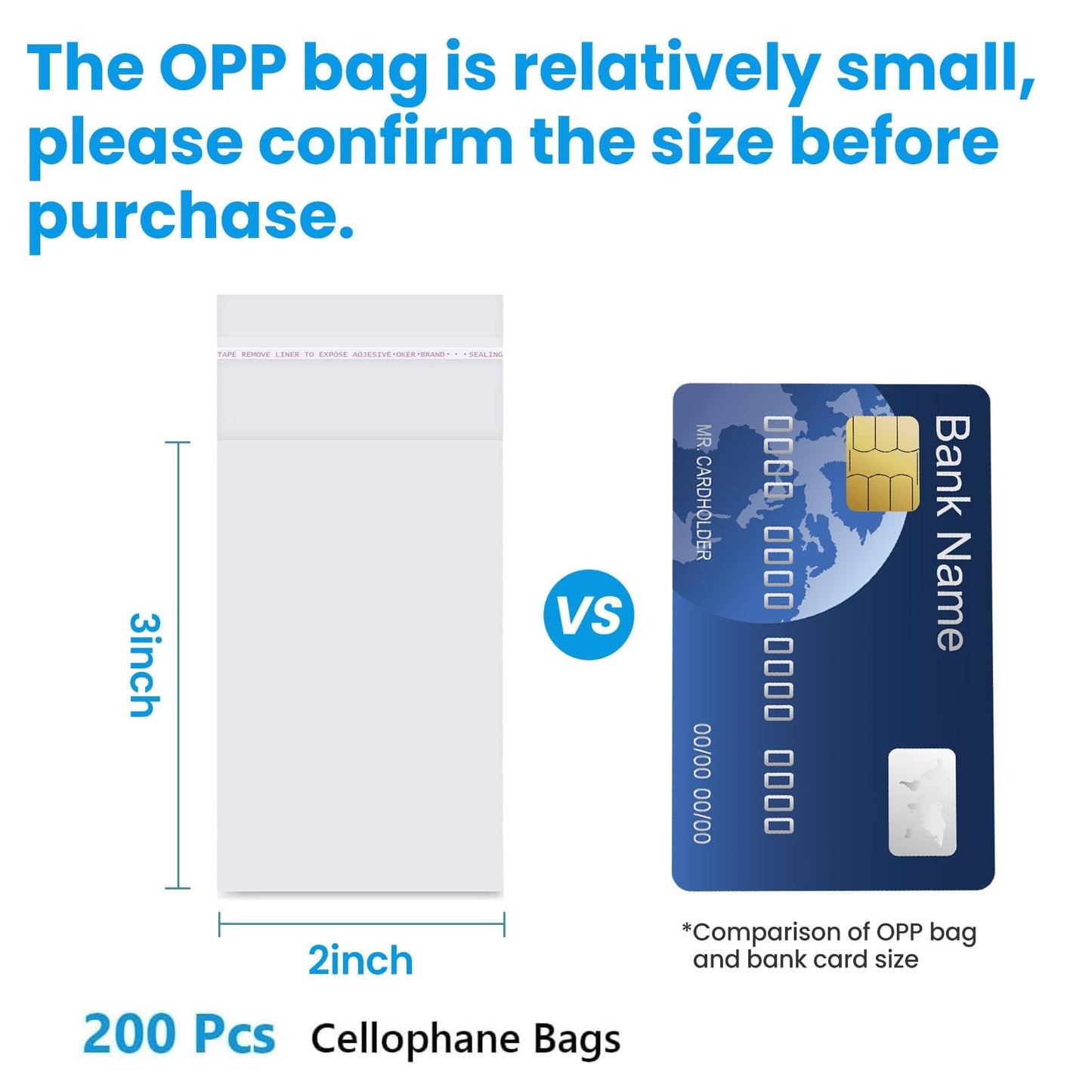 200 Pcs Cellophane Bags 2x3 Inches Self Sealing Cello Bags Small Clear Cookie Bag Adhesive Resealable Plastic Poly Cellophane Treat Bag for Candy Jewelry Gifts Decorative Favor