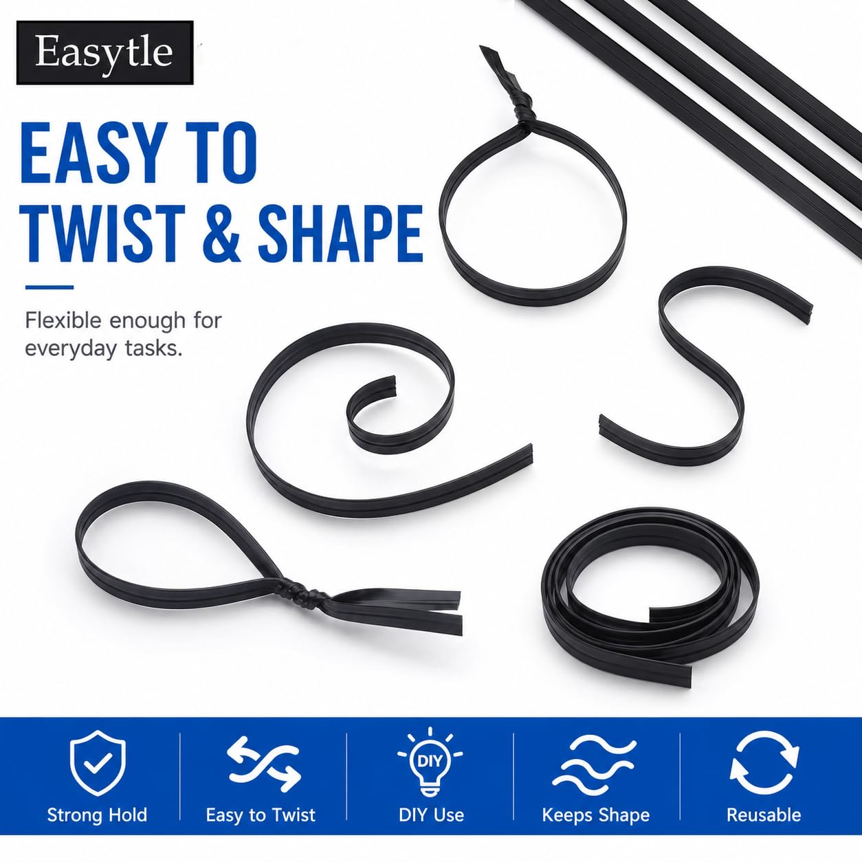 400 Pcs Twist Ties for Bags 5" Cable Ties Bag Twist Ties for Cord Twist Bread Ties Reusable Black Plastic Coated Ties Heavy Duty Bread Ties Twist Wire Ties for Household and Office Use